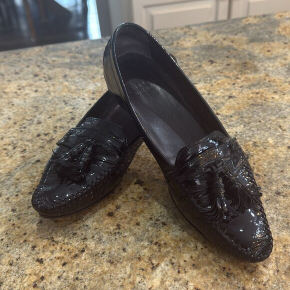 Stuart Weitzman Patent leather Tassel‎ Loafer size 7 Black - Picture 13 of 15